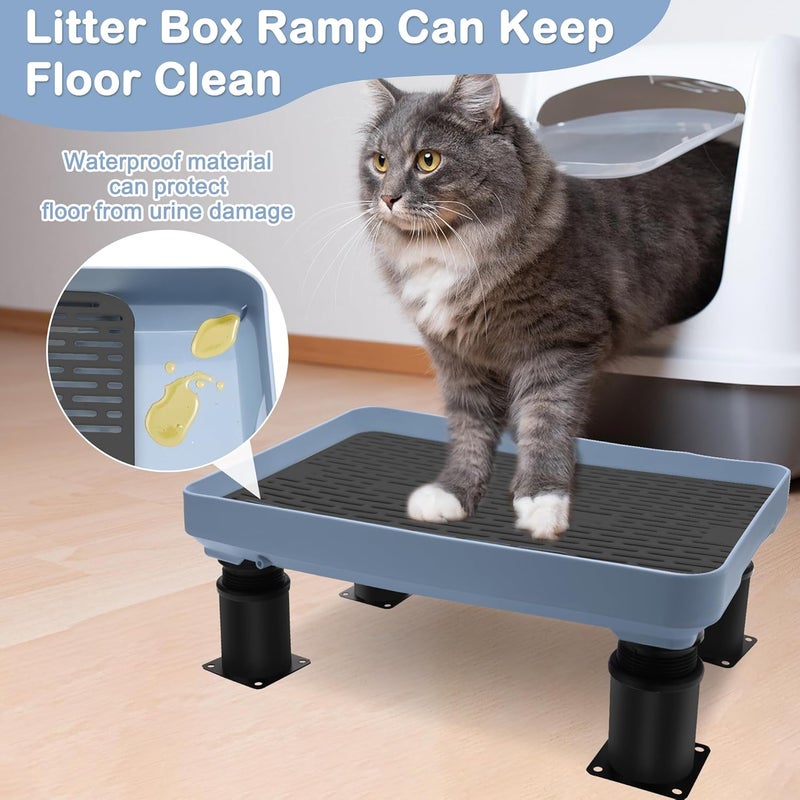 Catcan Adjustable Cat Litter Box Ramp, Detachable Elevated Cat Litter Box Step, Double Layered Stable Trapper with Filter Function Suit for Small & Elderly Cats(14.7”x10”x2”) - Image 5